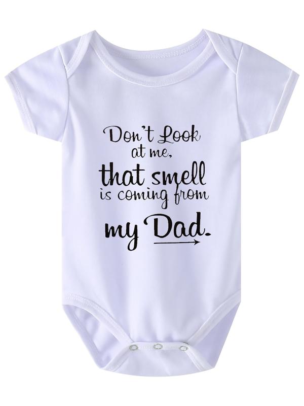 Girls Letter Print Short Sleeve Onesie - Pregnancy Announcement