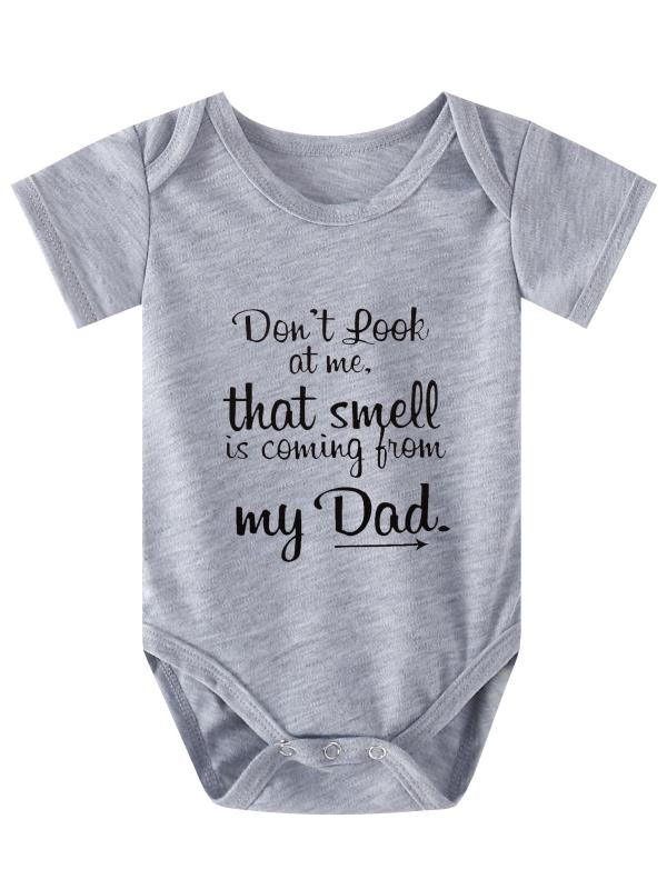 Girls Letter Print Short Sleeve Onesie - Pregnancy Announcement