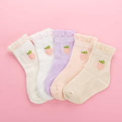 5 Pairs Girls Floral Ankle Socks for Kids Toddlers