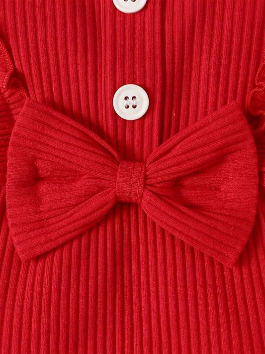 Cute Baby Girl 3-Piece Outfit Set Ruffle Top Leggings Bow Headband