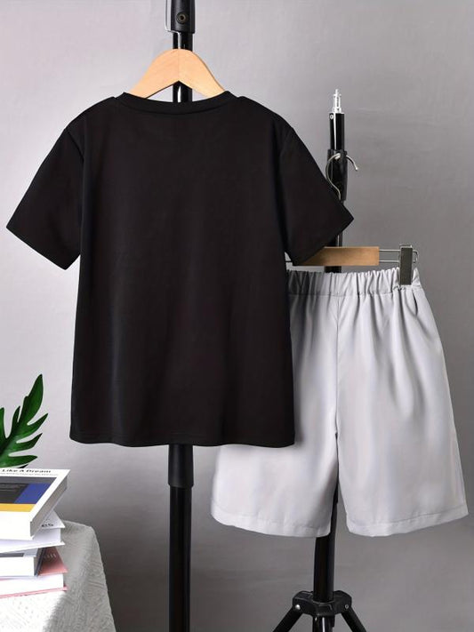 Boys Street Style Game Console Graphic T-shirt & Shorts Set