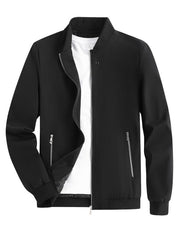 RQ Zipper Long Sleeves Jacket Stand Collar Windproof Slim Fit