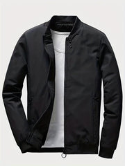 RQ Zipper Long Sleeves Jacket Stand Collar Windproof Slim Fit