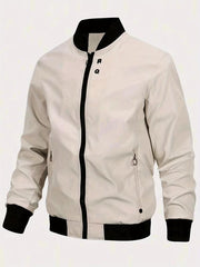 RQ Zipper Long Sleeves Jacket Stand Collar Windproof Slim Fit