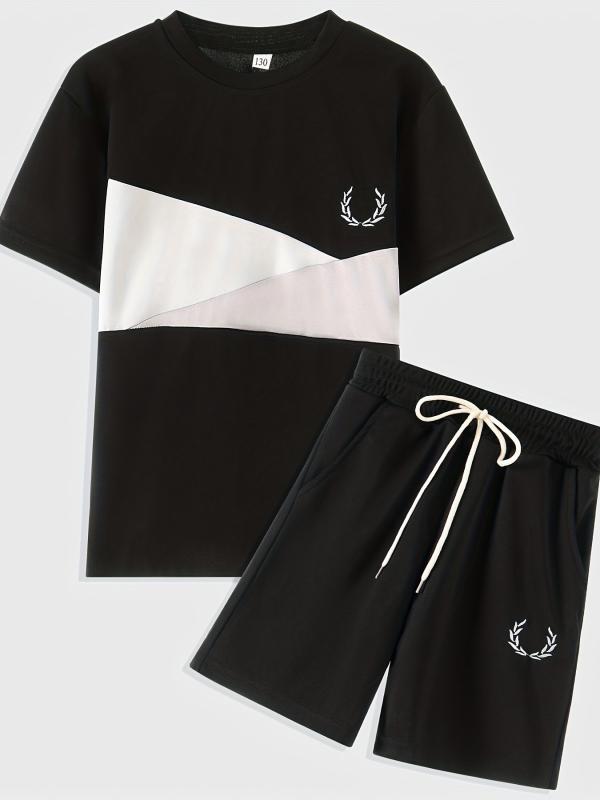 2pcs Boys Casual Print Tee & Shorts Set Summer Kids Clothing