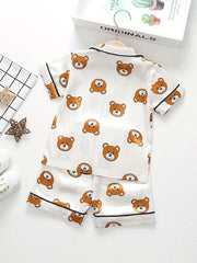 Boys Teen Bear Graphic Shirt & Shorts Set for Summer