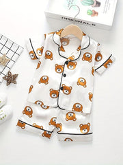 Boys Teen Bear Graphic Shirt & Shorts Set for Summer