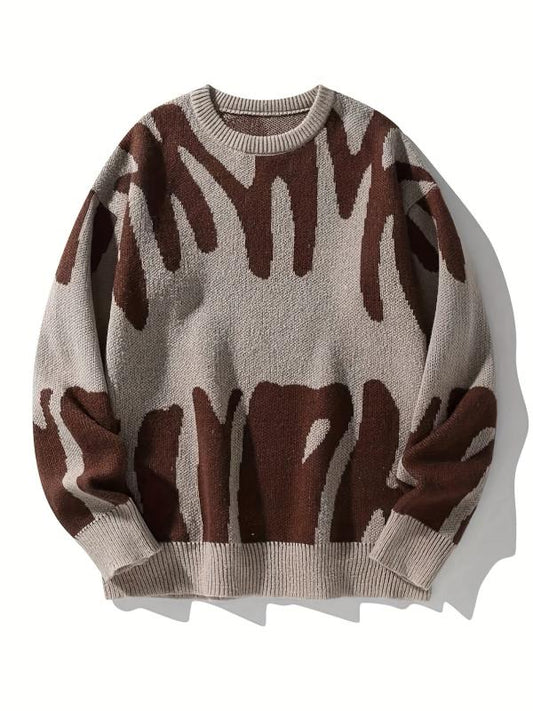 Men's Knitted Sweater Casual Round Neck Pullover for Fall Winter