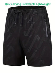 Men's Quick Dry Shorts with Zipper Pockets, Summer Drawstring