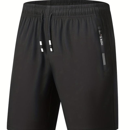 Men's Quick Dry Breathable Shorts, Elastic Waist, Side Pockets