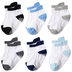 6 Pairs Toddler Baby Socks Stripes & Solid Cotton Ankle Socks