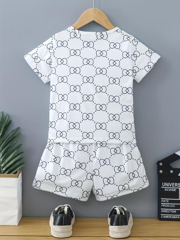 Boys Plaid Casual Outfit T-shirt & Shorts Set Summer