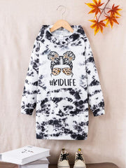 Girls Tie Dye Short Sleeve T Shirt Dress Loose Fit Comfortable Random Print