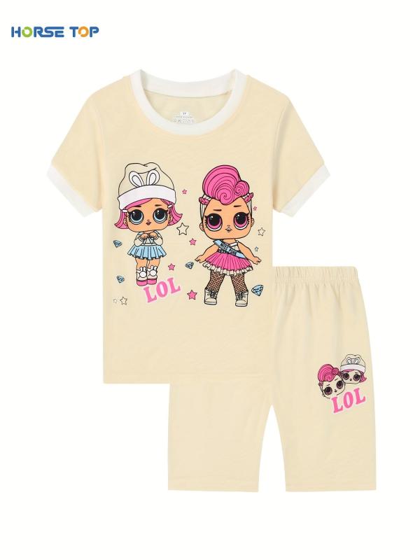 2pc Toddler Girls Cartoon Graphic Pajama Set