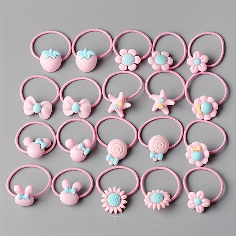 20pcs Children's Hair Ties Rubber Bands for Girls' Accessories