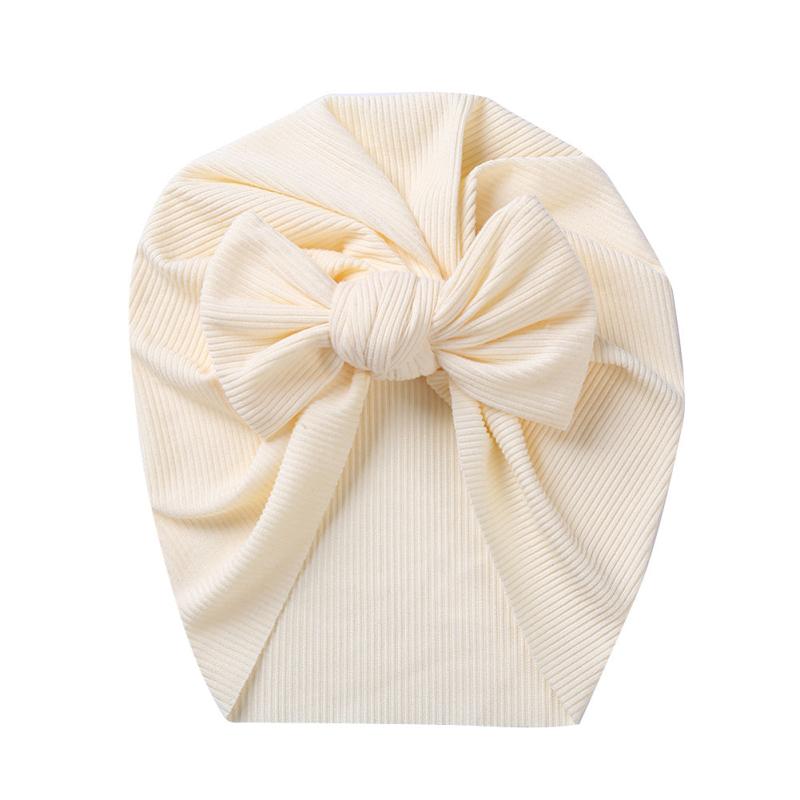 Newborn Infant Bow Decor Head Wrap Beanie Hat Turban Headband Headwear