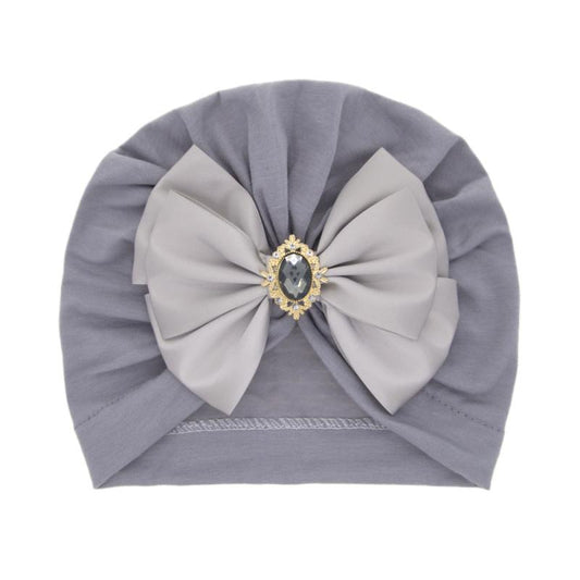 Newborn Baby Girls Bow Hat Solid Rhinestone Turbans Cap Headwear