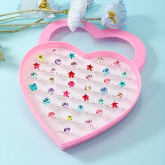 36pcs Girls Colorful Rings Set for Kids - Children's Accessories Gift