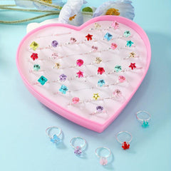 36pcs Girls Colorful Rings Set for Kids - Children's Accessories Gift
