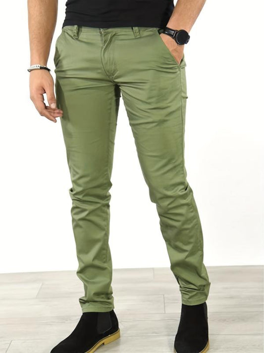 Men s Slim Fit Tapered Slacks Casual Solid Pants For All Seasons