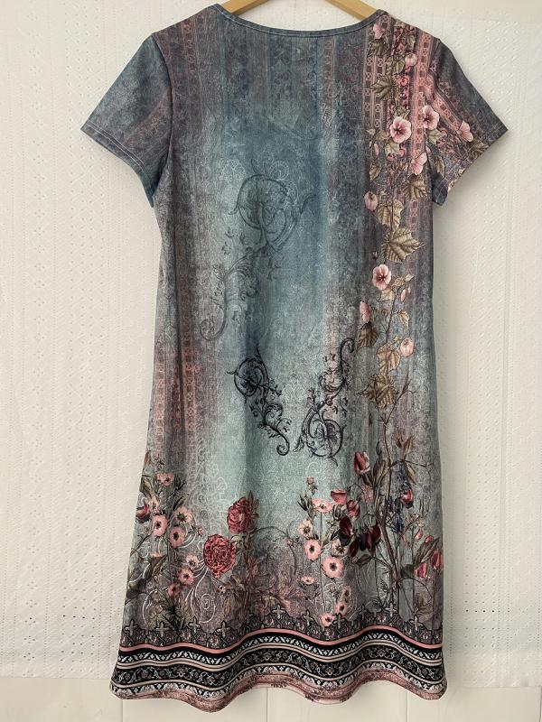 Short Sleeve V Neck Dress Casual Dress For Summer & Spring