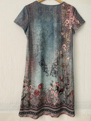 Short Sleeve V Neck Dress Casual Dress For Summer & Spring