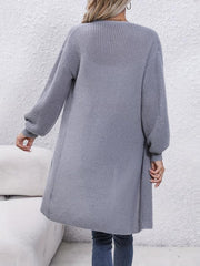 Long Length Knit Cardigan Open Front Long Sleeve