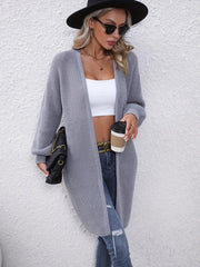 Long Length Knit Cardigan Open Front Long Sleeve