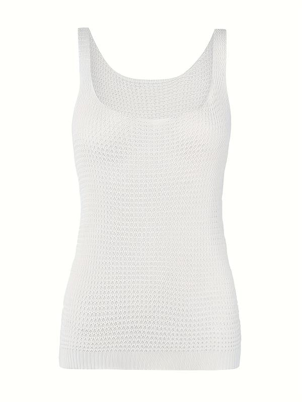 Waffle Knit Square Neck Tank Top for Women