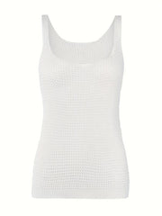 Waffle Knit Square Neck Tank Top for Women