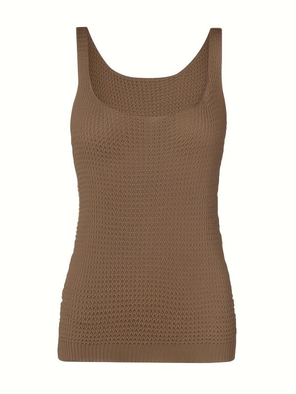 Waffle Knit Square Neck Tank Top for Women