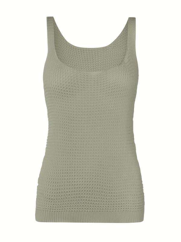Waffle Knit Square Neck Tank Top for Women