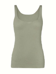 Waffle Knit Square Neck Tank Top for Women