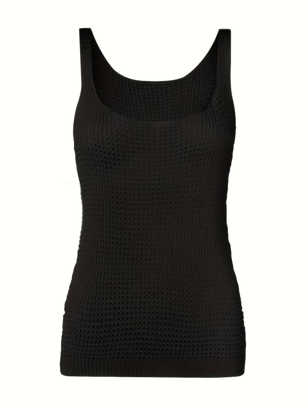 Waffle Knit Square Neck Tank Top for Women