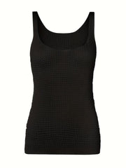 Waffle Knit Square Neck Tank Top for Women