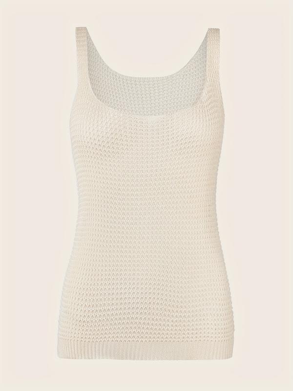 Waffle Knit Square Neck Tank Top for Women