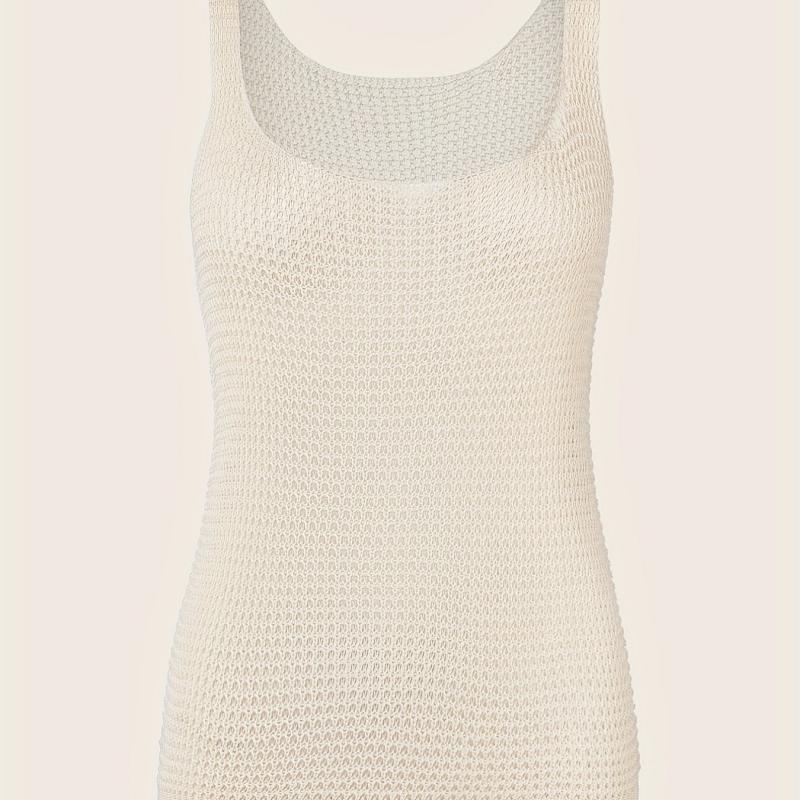 Waffle Knit Square Neck Tank Top for Women