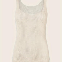 Waffle Knit Square Neck Tank Top for Women