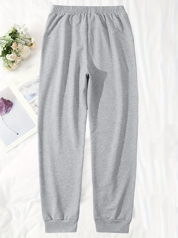 Solid Jogger Pants Drawstring Waist Sports Sweatpants