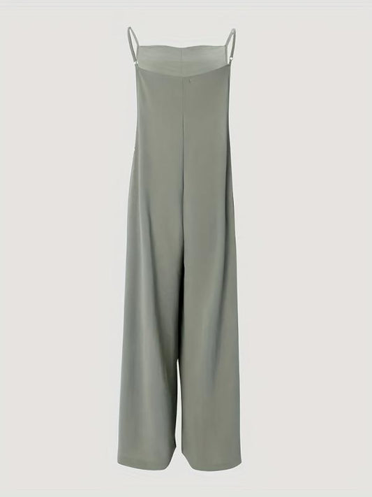 Solid Spaghetti Wide Leg Jumpsuit Casual Sleeveless Summer Jumpsuit