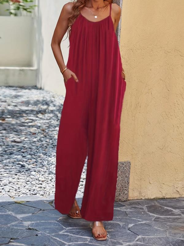 Boho Tie Dye Print Cami Jumpsuit V Neck Loose Casual Jumpsuit