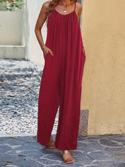 Boho Tie Dye Print Cami Jumpsuit V Neck Loose Casual Jumpsuit