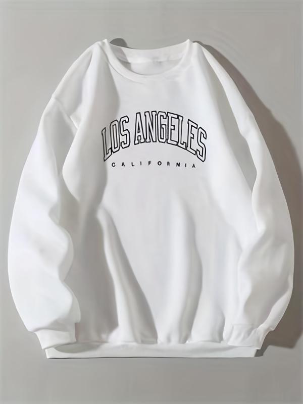 Los Angeles Preppy Sweatshirt Long Sleeve Casual Crew Neck Fall Winter Clothing