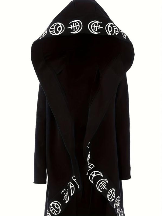 Gothic Style Witchcraft Pattern Hooded Cardigan