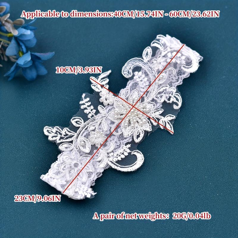 Floral Lace Garter Belt with Faux Pearl Decor