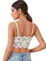 Floral Lace Push Up Bra with Scallop Trim