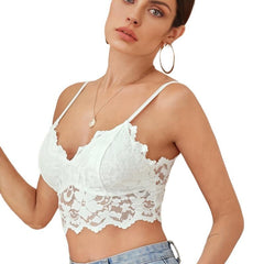 Floral Lace Push Up Bra with Scallop Trim