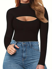 Long Sleeve Shaping Bodysuit Cut Out Tummy Control Slimmer