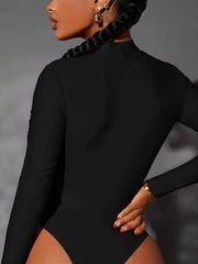 Long Sleeve Shaping Bodysuit Cut Out Tummy Control Slimmer