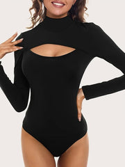 Long Sleeve Shaping Bodysuit Cut Out Tummy Control Slimmer